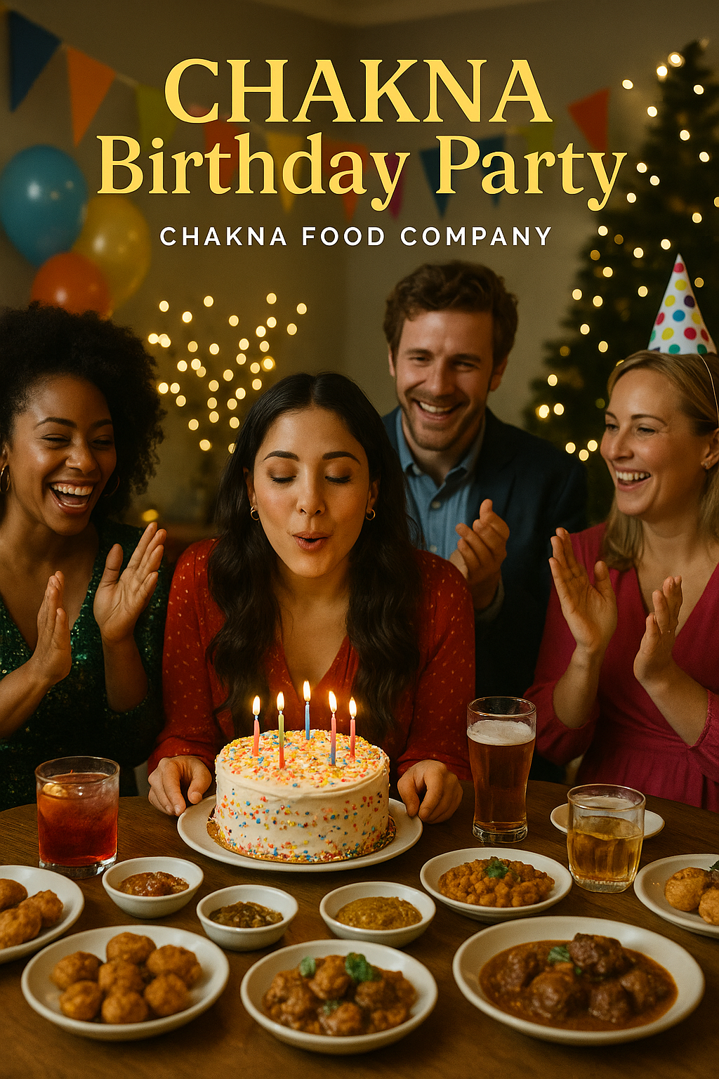 Chakna birthday party met feestende gasten