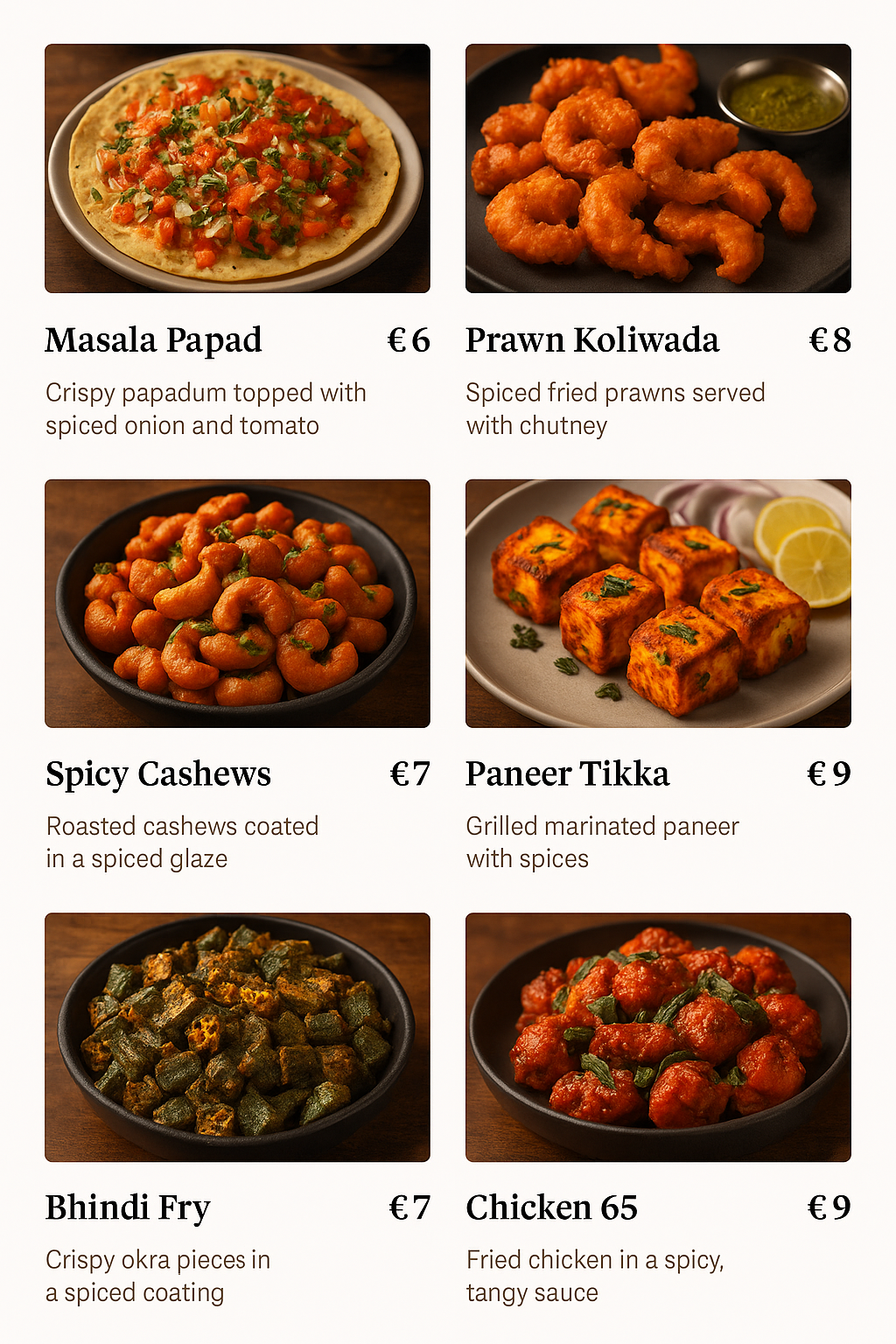 Assortiment Chakna gerechtjes in Indiase schaaltjes